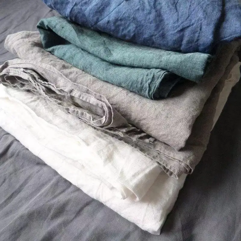 1 Flat Sheet and 2 Pillowcases,Pure Linen Sheet Set,Eco-Friendly, Single Double Queen King Size Flatsheet Set,White Home Bedding 3