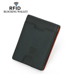 Luxury Genuine Leather Men's Bifold Wallet with Coin Pocket and Card Holder (Black)