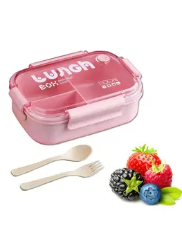 

Microwave Lunch Box Wheat Straw Dinnerware Food Storage Container Children Kids School Office Portable Bento Box Lunch Bag