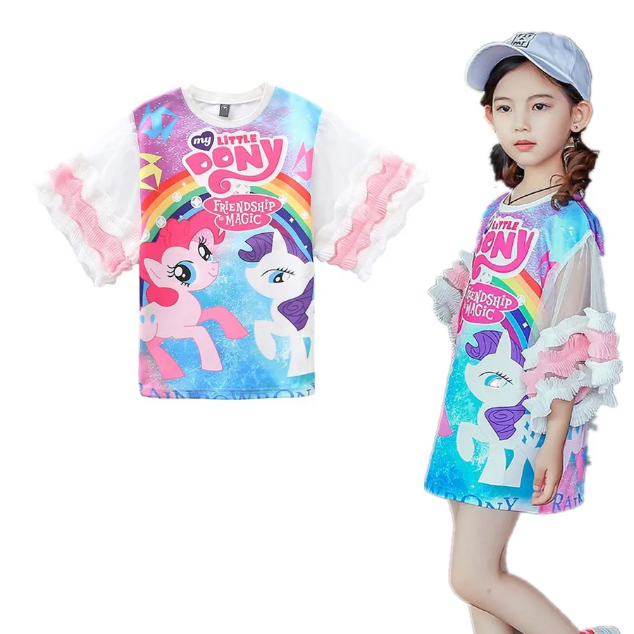 Платье с единорогом для маленьких девочек летняя рубашка цветочным рисунком