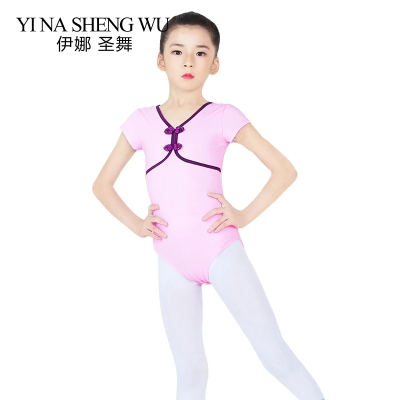 Ballet Dance Practice Leotard Children New Chinese Style Retro Clothes Buckle Short Sleeve Gymnastics Dancewear | Тематическая