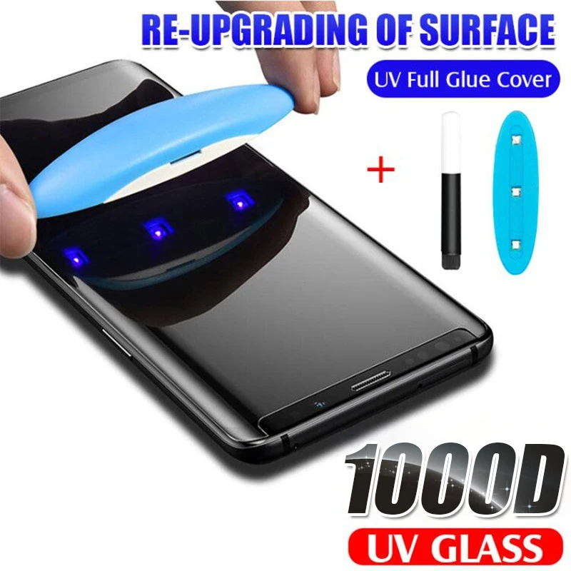 УФ жидкий клей 1000D закаленное стекло для iPhone 12 Pro Max Защита экрана 5 4 6 1 7 дюйма
