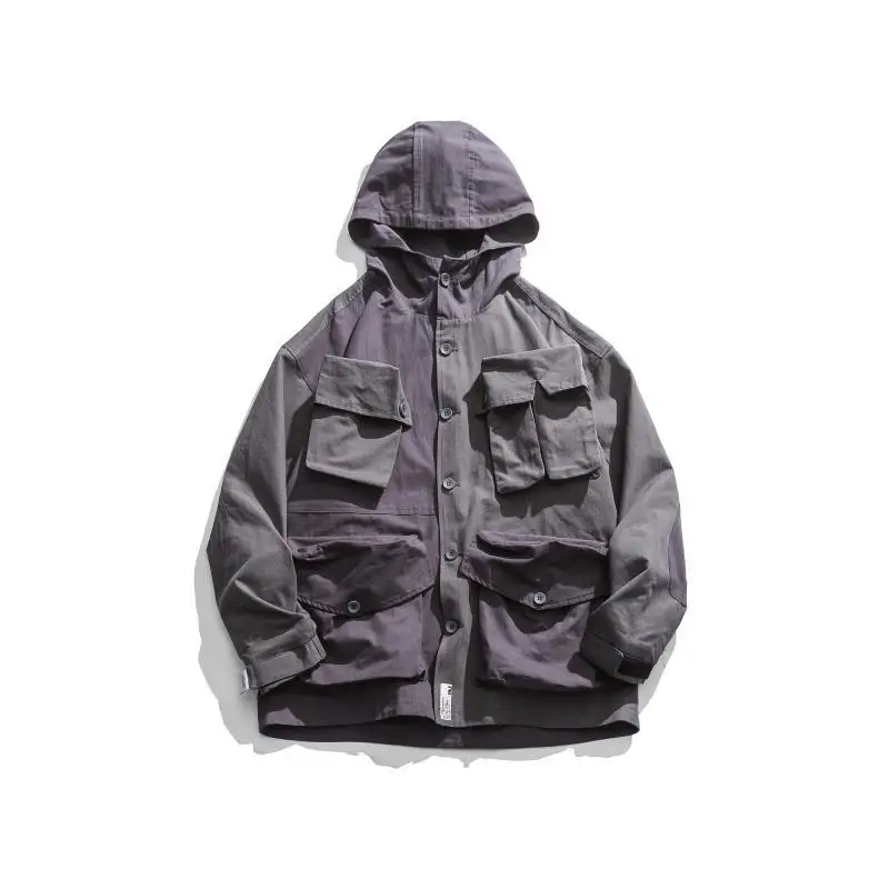 

Northern Boundary Men'S Wear 2020 Spring New Style Multi-pockets Tooling Jacket Men's Loose-Fit Hooded Coat Men's Popular Brand