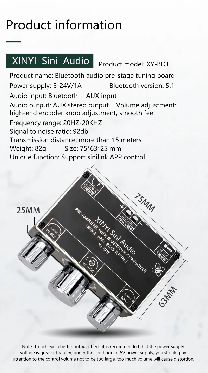 HIFIDIY XY-BDT Bluetooth 5.1 Decoder board two-channel stereo high-low tone front stage module AUX Power Amplifier speaker Audio 4 channel amp