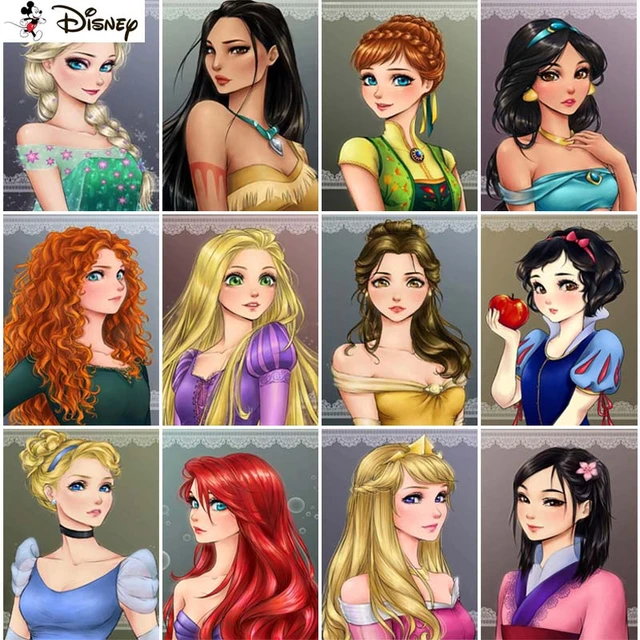Disney-pintura diamante 5D DIY de princesa de dibujos animados, bordado  de diamantes de imitación cuadrados/redondos, decoración artística