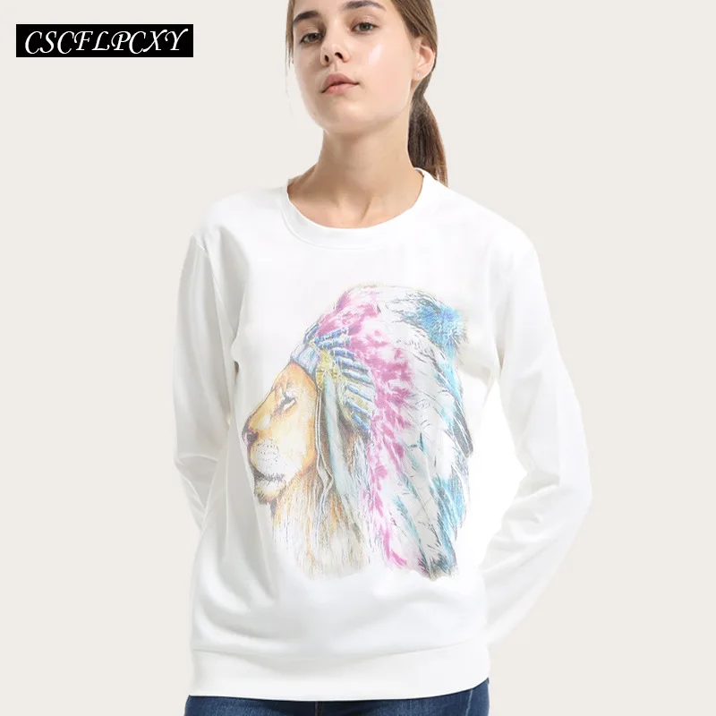 

Elephant Tree Printed Hoodies Pullovers 2019 Women Casual Long Sleeve O Neck Shirt Spring Winter Sweatshirt
