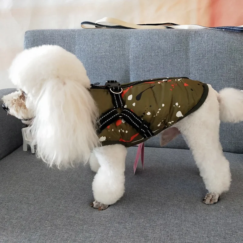 Зимняя одежда для собак для маленьких собак, одежда Водонепроницаемый теплая куртка утепленное хлопковое пальто для маленьких собак для собачек-Мопсов бульдог костюмы собачья шлейка-жилетка
