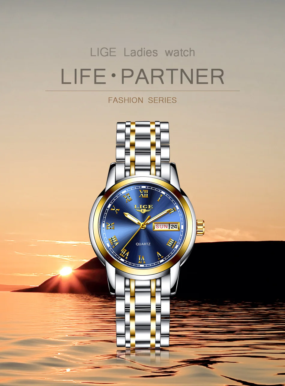 quartzo relógio feminino pulseira à prova dwaterproof água relógio
