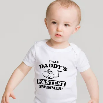 

I Was Daddy's Fastest Swimmer Baby Boys Rompers JumpsuitOutfit Clothes Newborn Toddler Casual Onesie 0-24M