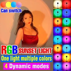 Lampe LED colorée de Projection de soleil en arc en ciel, 5V, lumière d'ambiance RGB, ampoule réglable par USB, lampe de Table pour chambre à coucher 
