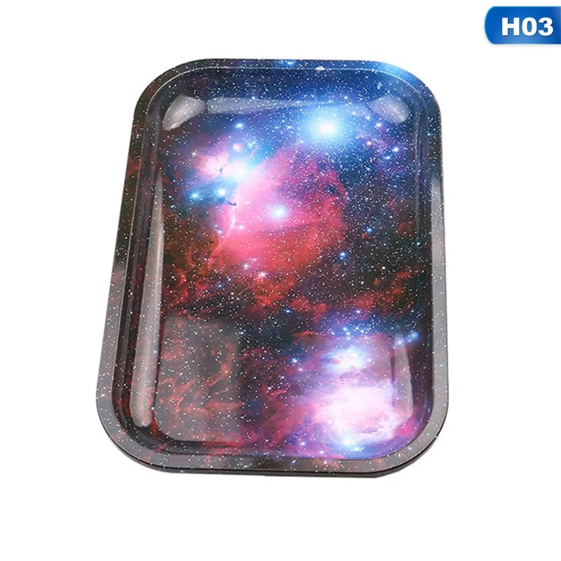 H03 M 1 PC Lengt 28.8 CM*Width18.8 CM Metal Tobacco Tray Herb Spice Rolling Trays DIY Smoking Accessories,Storage Tray - Color: H03 M