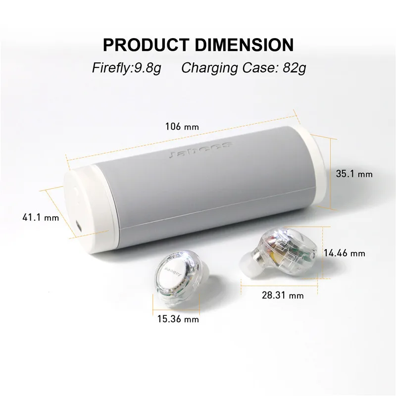 2019 new Jabees Firefly TWS Wireless Earphones Bluetooth Earphone Stereo Sport Waterproof Headset Noise Reduction for Android