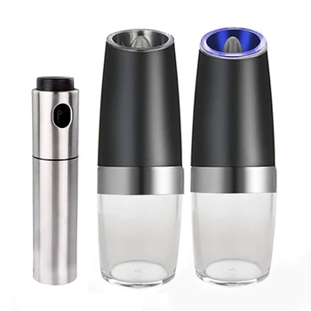 

Electric Pepper Mill, Stainless Steel Oil Spray Bottle + Salt and Pepper Grinder Kit for Cooking Kitchen Tools