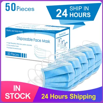 

5-100pcs Medical Mask Disposable Surgical Face Mouth Mask 3-Layer Filter Non Woven Anti-Dust Surgical Earloops Masks