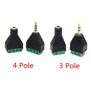 

3.5mm 1/8 Inch Stereo Male & Female Plug to AV Screw Video Balun Terminal Jack Terminal Block Plug 3/4 Pole Connector