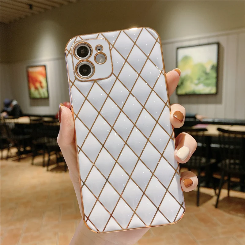 Electroplating Old Flower Luxury L V Simple Stylish Brand Geometric  Patterns Leather Phone Case for iPhone 12 11 PRO Xr X Xs Max Soft Cover -  China Electroplating Old Flower and Mobile