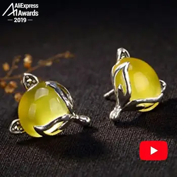 

S925 Fine Jewelry Earrings 925 Sterling Silver Artisan Baltic Retro Exquisite Semi Gemstone waterdrop moldavite