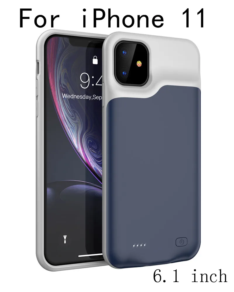 Чехол для телефона для iPhone 11, 6,1 дюйма, задний зажим, контейнер для аккумуляторных батарей, тонкий Силиконовый противоударный чехол для зарядного устройства для iPhone 11, чехол - Цвет: i11-Blue