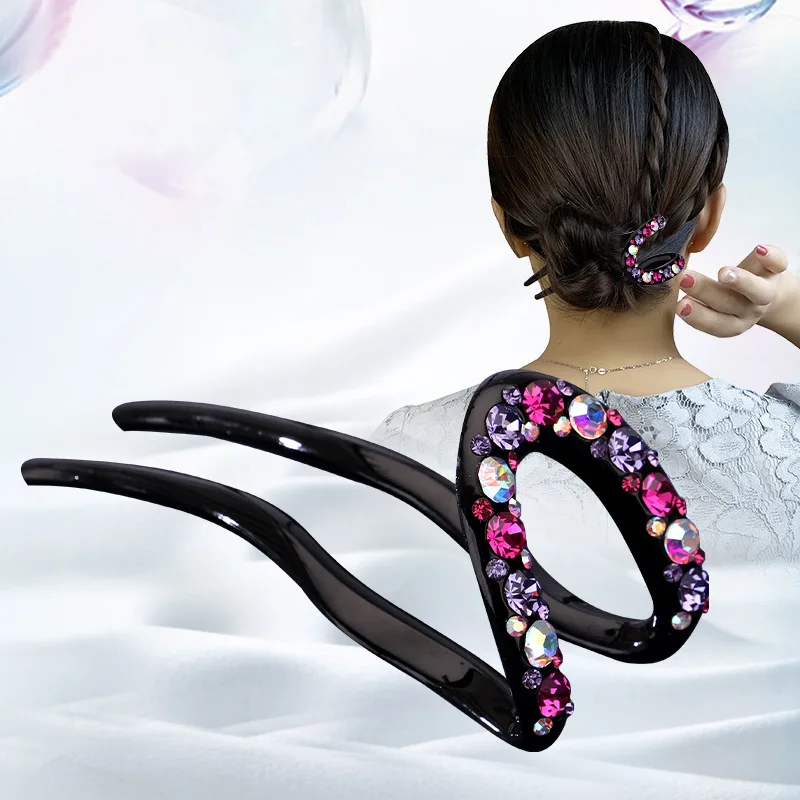 

New set diamond hairpin temperament hairpin rhinocerone simple hair comb