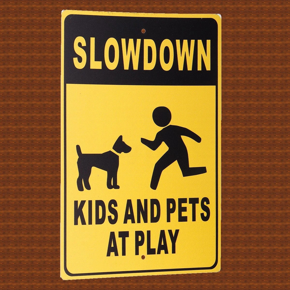 

8\x 12\ Metal Garden Warning Sign - Slow Down Kids and Pets at Play