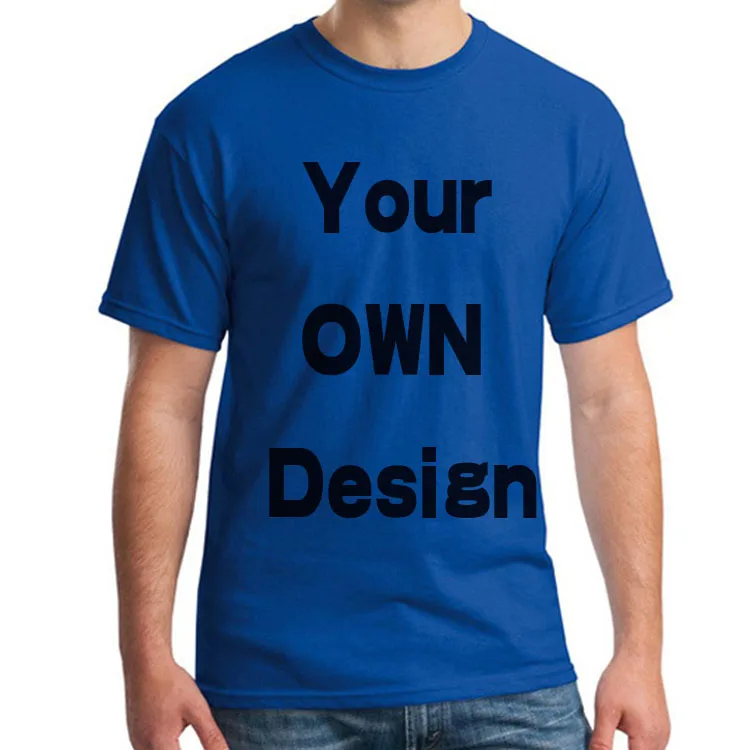 

BTFCL Customized Men Women Customized T Shirt Print Like Photo or Logo Text DIY Your OWN Design 100% Cotton Harajuku blue TShirt