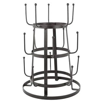 

Vintage Rustic Black Iron Mug/Cup/Glass Bottle Organizer Tree Drying Rack Stand
