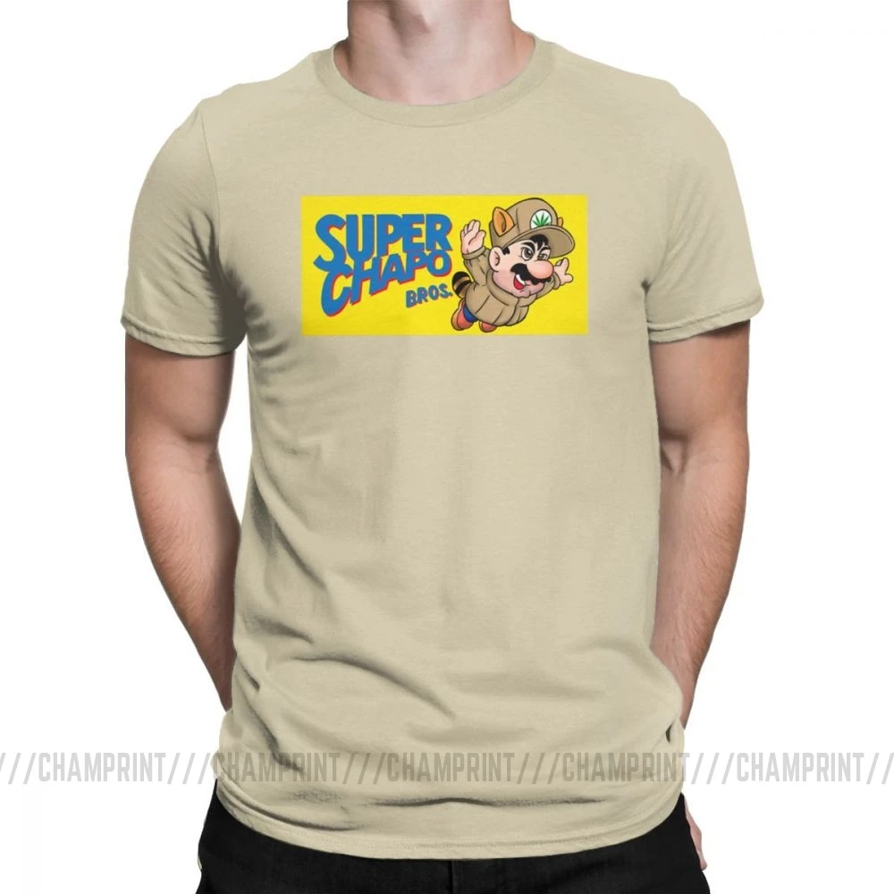 Super Chapo Bros, мужские футболки, Супер Марио, крутая футболка, короткий рукав, вырез лодочкой, хлопковая футболка размера плюс, одежда - Цвет: Хаки