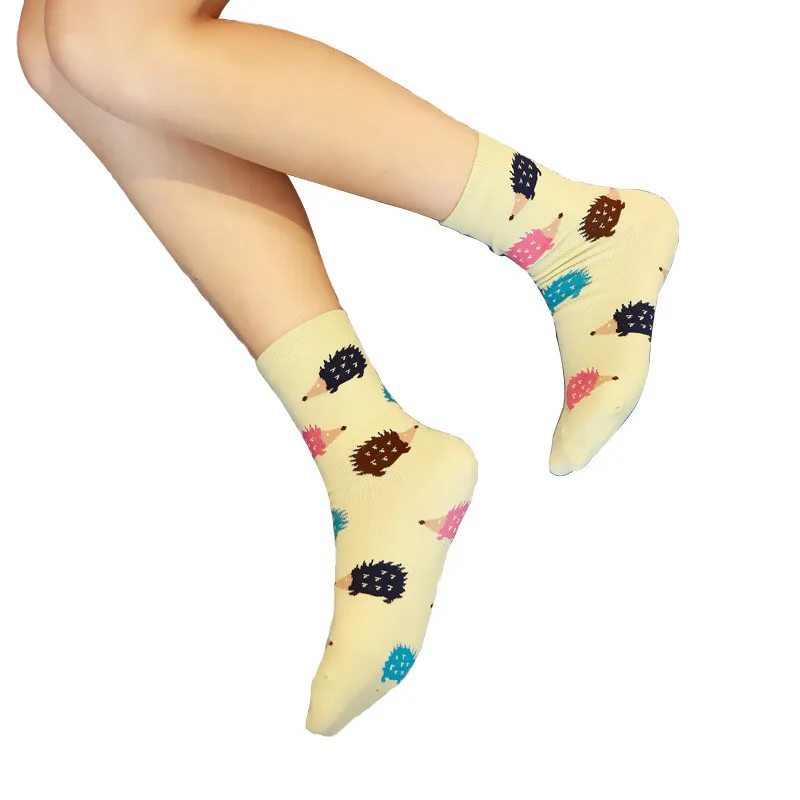 Morematch1 пара женских носков, повседневные зимние рождественские носки, носки ежика, хлопковые Мультяшные теплые женские носки, подарок на Рождество