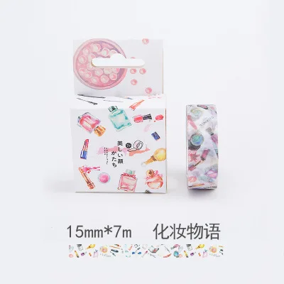 Милый цветок животные еда Декоративные Васи клейкие Ленты Kawaii 15 мм X 7 м DIY Скрапбукинг Маскировочная лента школьные канцелярские принадлежности - Цвет: 11