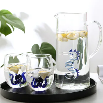 

Heat-Resistant Glass Cold Water Jug Thick Explosion-Proof Large-Capacity Water Pitcher Juice Pot Nordic Creative Cup Ins Set