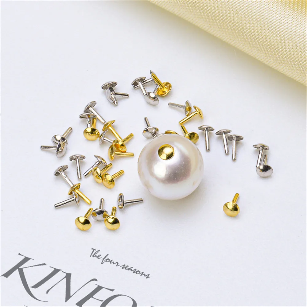 

Gold edition round plug S925 sterling silver through hole pearl plug Baroque APpiao accessories