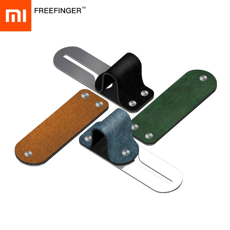Xiaomi Finger Ring Holder Leather+Stainless Steel Mobile Phone Grip Car Phone Mount Stand