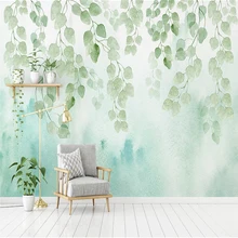 Современная зеленая Акварельная листовая роспись обои 3D в скандинавском стиле Гостиная ТВ спальня фон Настенный декор Papel де Parede Sala