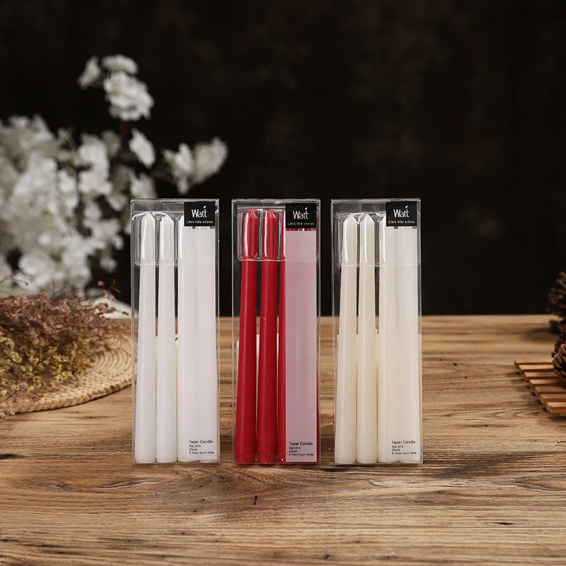 European Classic Smokeless Long Pole Ivory White Candles Romantic House Decoration Candle table centerpieces Wedding candles set