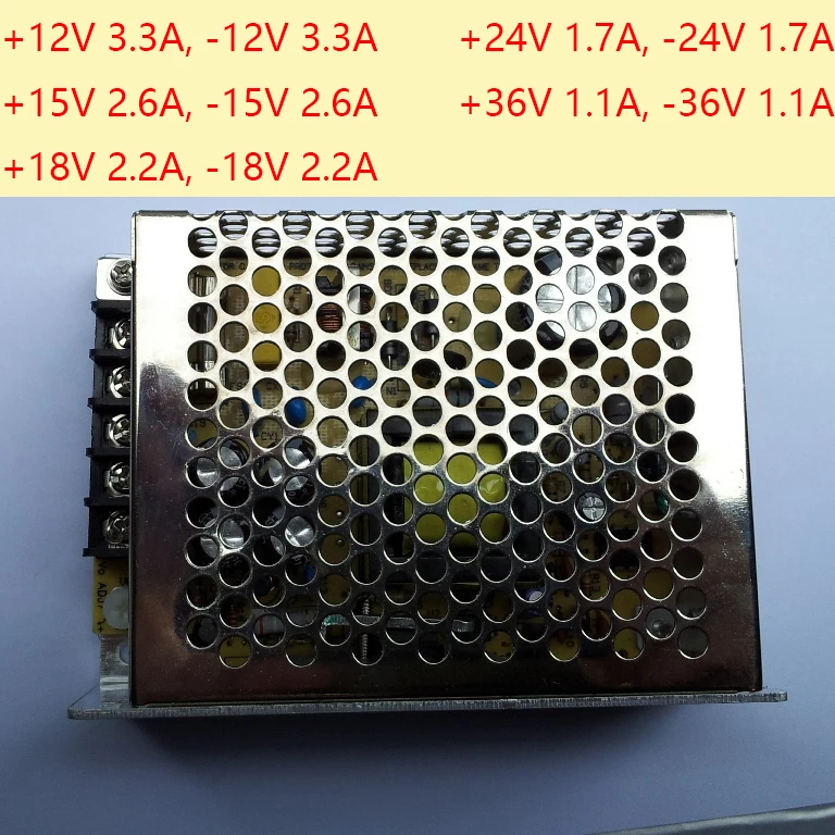 Amplificador de Potência Fonte de Alimentação de Comutação Positivo e Negativo Tensão de Entrada Saída Dupla 15v 18v 24v 36v 88264vac 80w ± 12v - Image 2