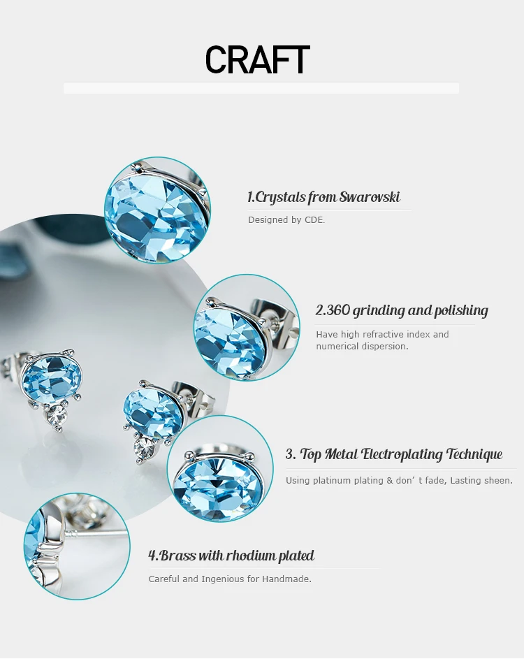 Cdyle, минималистичные милые небесно-голубые серьги с кристаллами Swarovski, детские серьги-гвоздики для девочек, Новое поступление, ювелирное изделие, подарок на день рождения