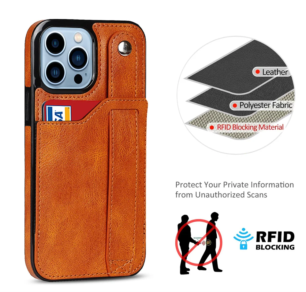 high quality leather wallet card slot case For iPhone 11 12 13 14 15 Pro  Max XR XS Max 6 7 8 Plus