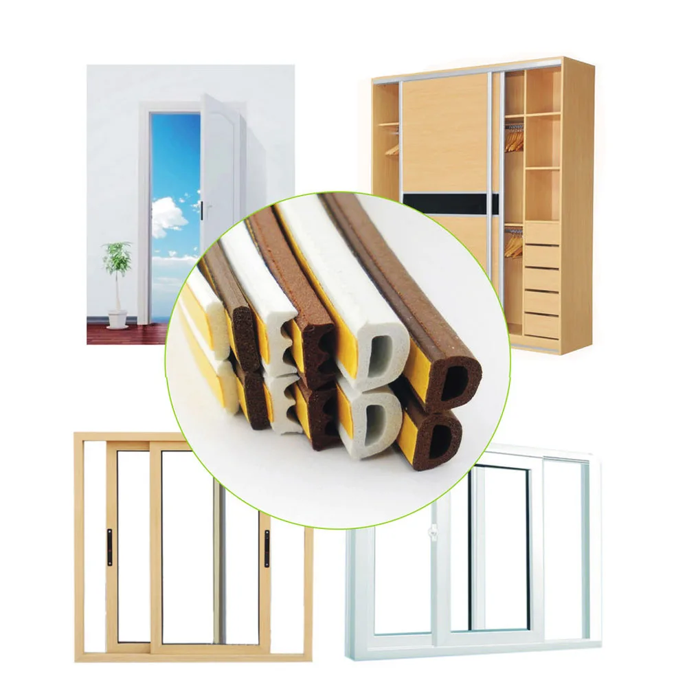 

10meters Self Adhesive D P E Type Doors and for Windows Foam Seal Strip Soundproofing Collision Avoidance Rubber Seal Collision