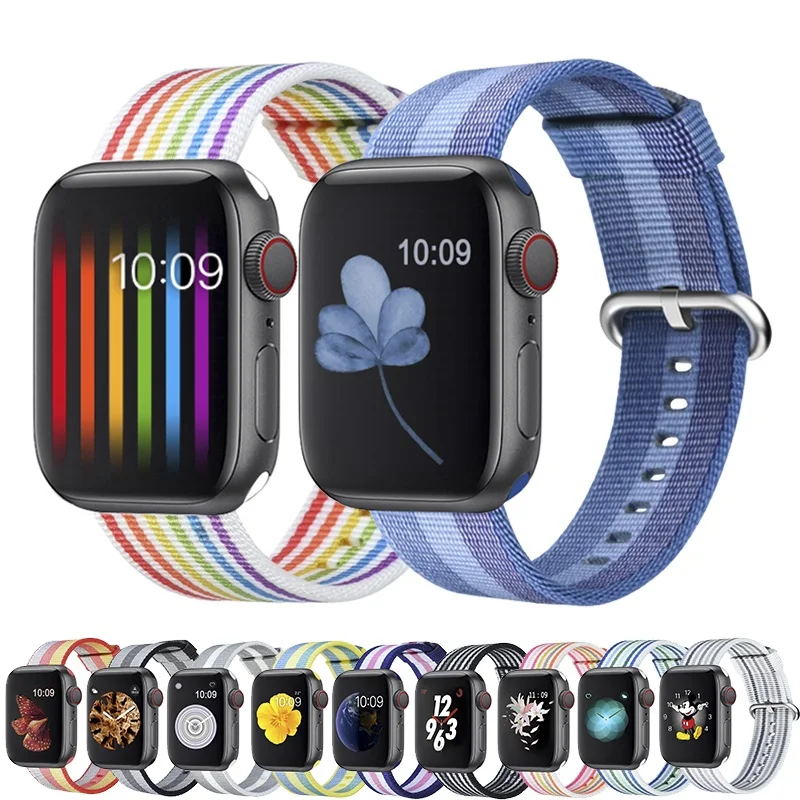 

Woven Nylon Replacement Band for Apple Watch series 4 5 40mm 44mm Soft Strap for Iwatch series 3 2 1 38MM 42MM