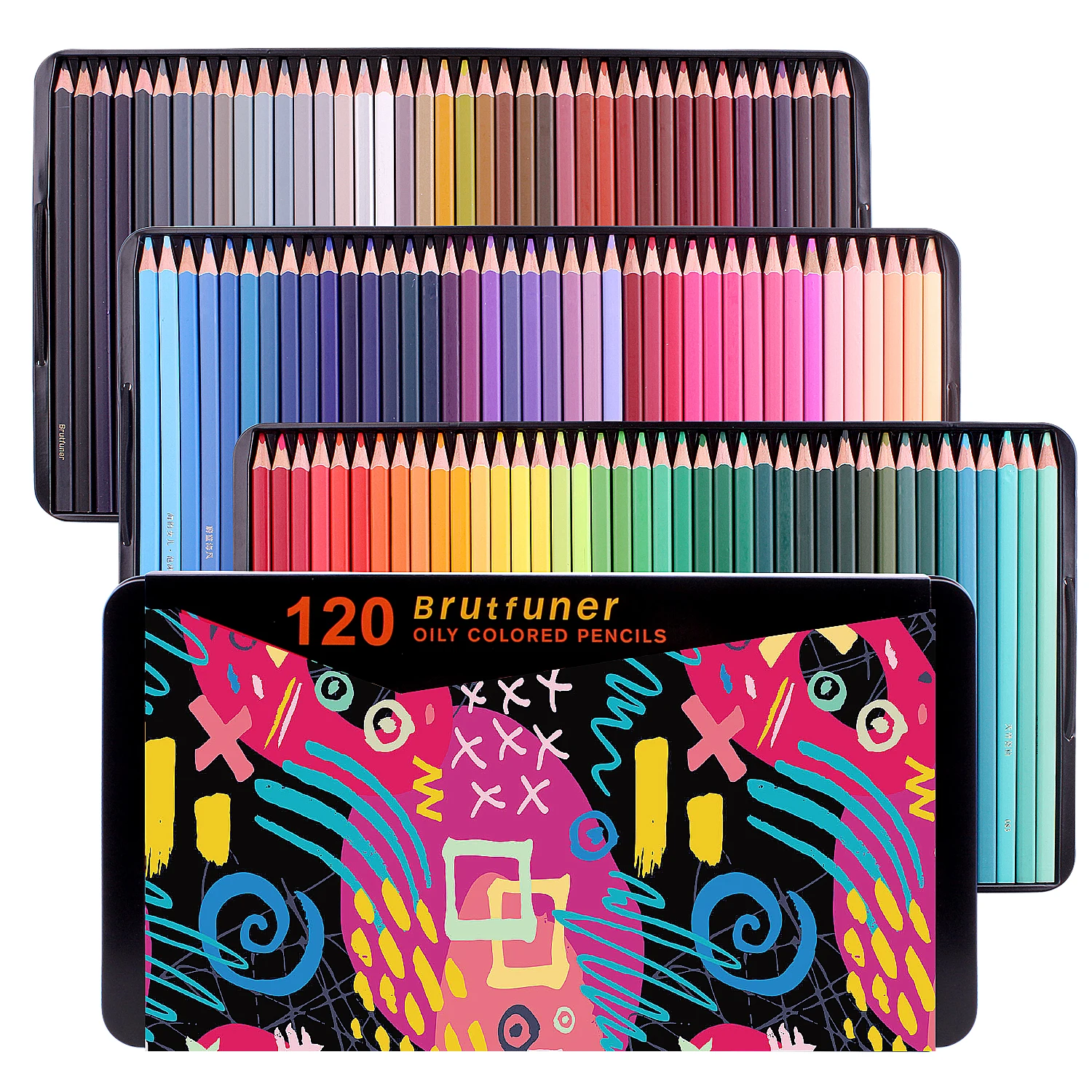Brutfuner Square Barrel Colored Pencils12/72/120/180/520 for Adult Artists for Coloring Books Drawing Sketching Artist Students