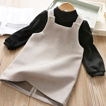 

Baby Girls winter Dress Sweater+Plaid suspender skirt Infant Toddler Girl Pullover Child Clothes Undershirts For Autumn Dresses