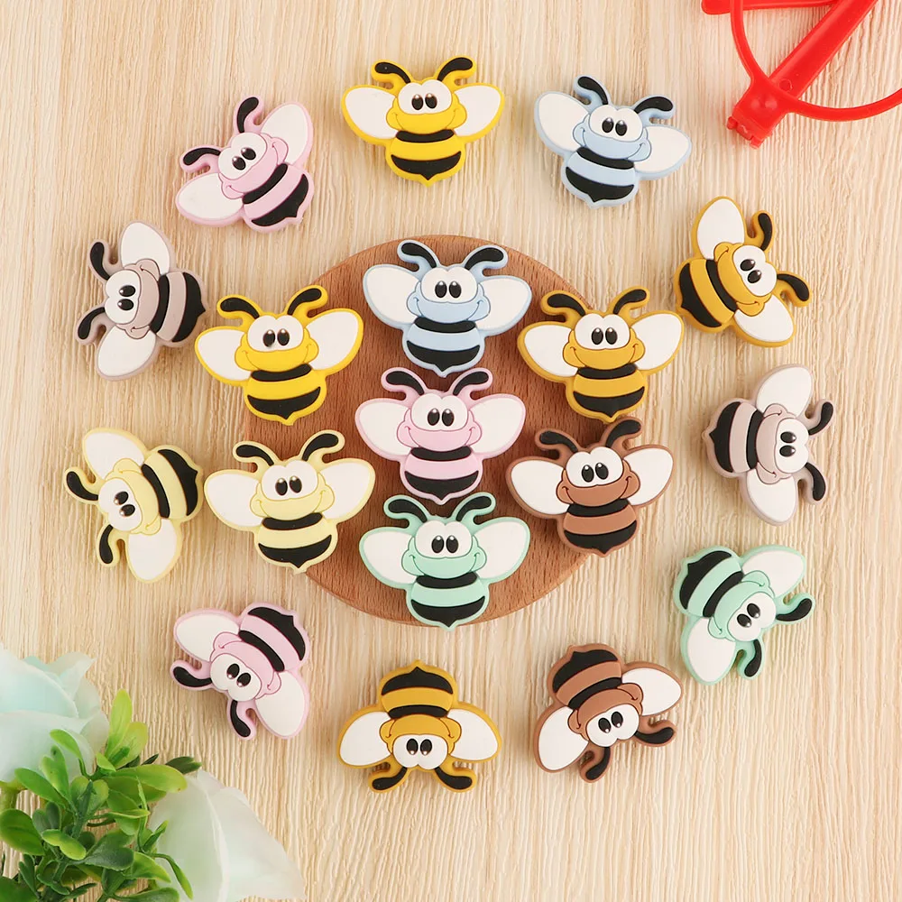 baby teething items diy Kovict 10pcs Baby Silicone Beads Mini New Bee Food Grade Teether Baby Molar Toys DIY Pacifier Chain Necklace Accessories Baby Teething Items hot