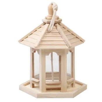 

New Hot Mayitr Wooden Bird House Birdhouse Hanging Nest Feeder with Loop Home Garden Yard Outdoor Pet Decors Bird Feeders