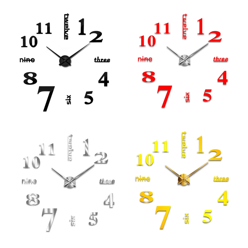 Акриловая классная модная Съемная Наклейка на стену s зеркальные настенные часы, настенные часы стикер ТВ фон настенная самоклеящаяся спальня