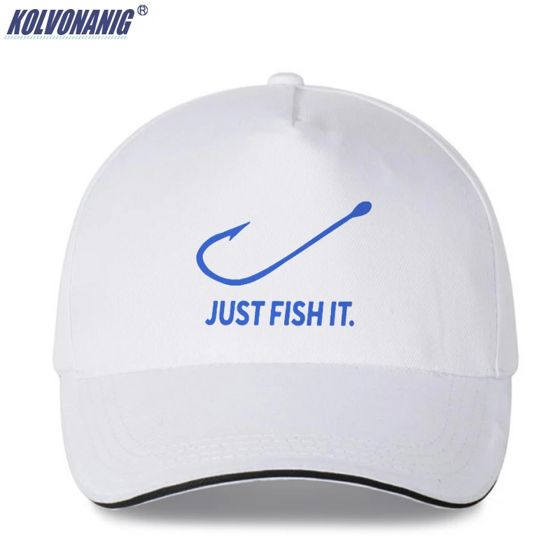 White 01 Забавная бейсболка с принтом «Just Fish It» для рыбалки s, Мужская бейсболка с козырьком, унисекс, для улицы, Солнцезащитная Бейсболка Кепка водителя грузовика, шляпы для папы - Цвет: White 01