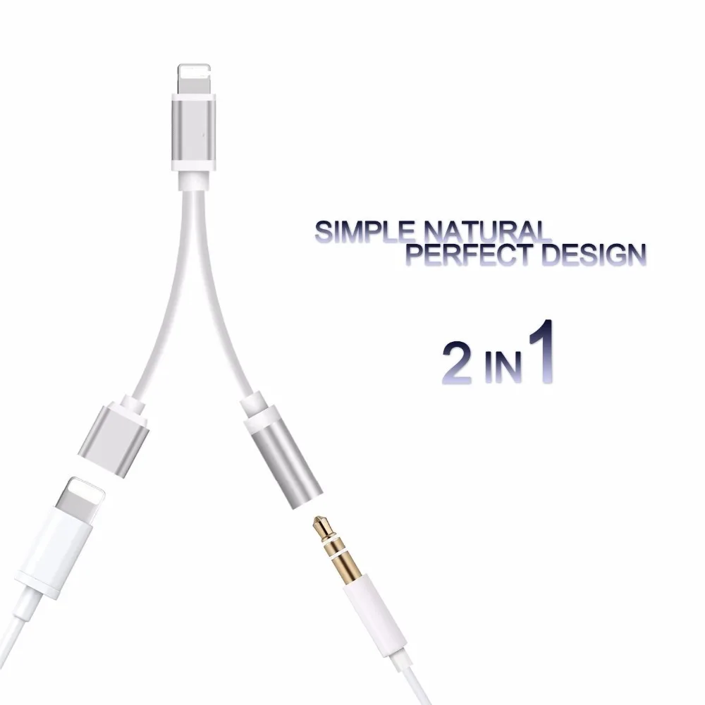 2 в 1 Наушники 3,5 мм разъем Aux кабель двойной USB сплиттер аудио адаптер для iphone X 7 8 XR XSMAX поддержка вызова кабель Lighting