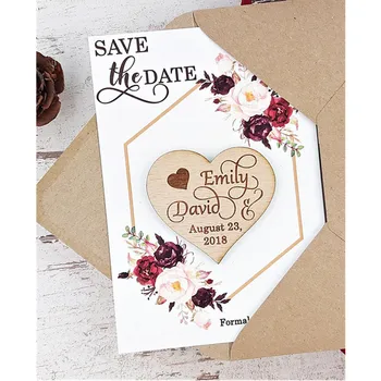 

Wedding Save The Date Magnets, custom wood heart Magnet, rustic Invite card, wedding Souvenirs, bridesmaid gift, thank you favor