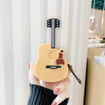 

Cute Guitar Wireless Bluetooth Earphone Case For Apple AirPods 1 2 Silicone Charging Headphones Case For Airpods 1 2 Cover