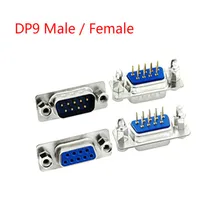 10Pcs Masculino/Azul Feminino Em Linha Reta Pin DB9 D-sub PCB Mount RS232 Porta Serial Conector do Soquete Com parafuso Nozes