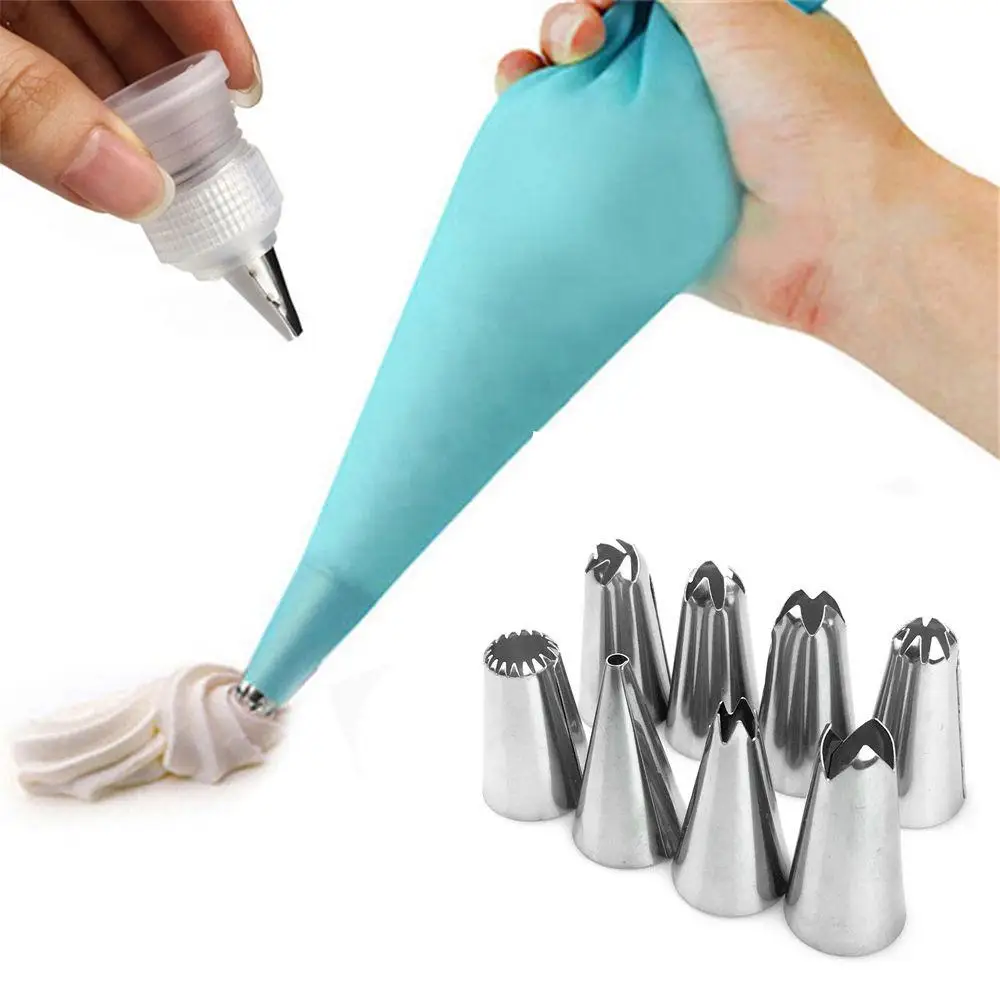 10pcs/set Silicone Pastry Bag Tips Kitchen DIY Icing Cream